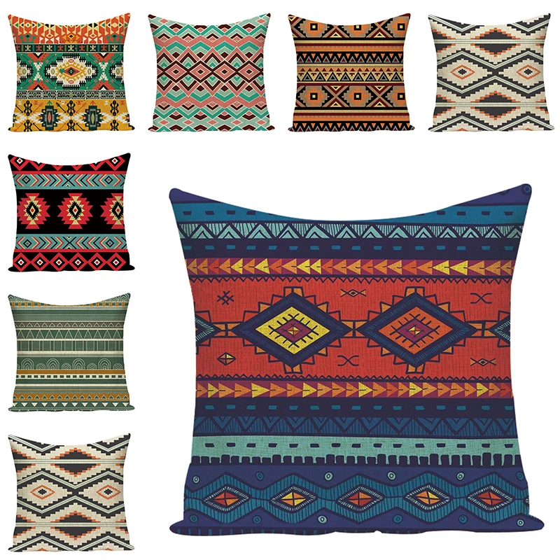 Religion Geometric Printed Pillow Cover for Chair Sofa Cotton Linen Cases Handmade Square Cushion Home Decor Gift |