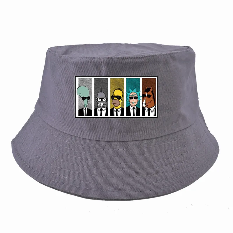 Аниме Рик morty шляпа круто ТВ bone Для мужчин ведро шляпы пара Geek Боджака мужская шляпа рыбака Панама wo Для мужчин - Цвет: Серый