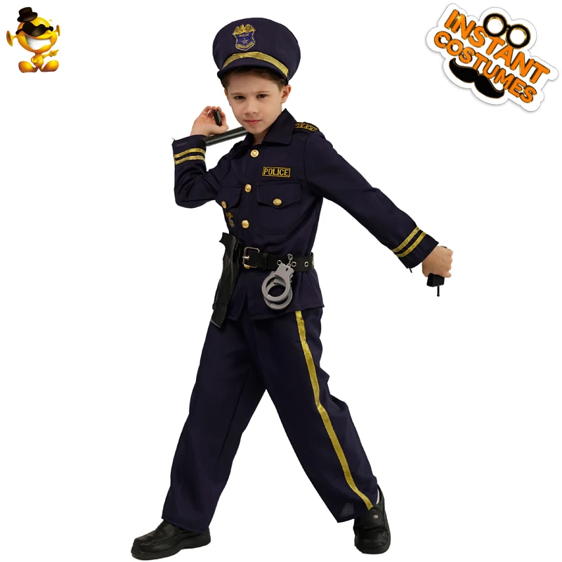 

DSPLAY Original New Design Children Policeman Costume Kids Fancy Suit for Halloween Party Cosplay Boys Police Suit