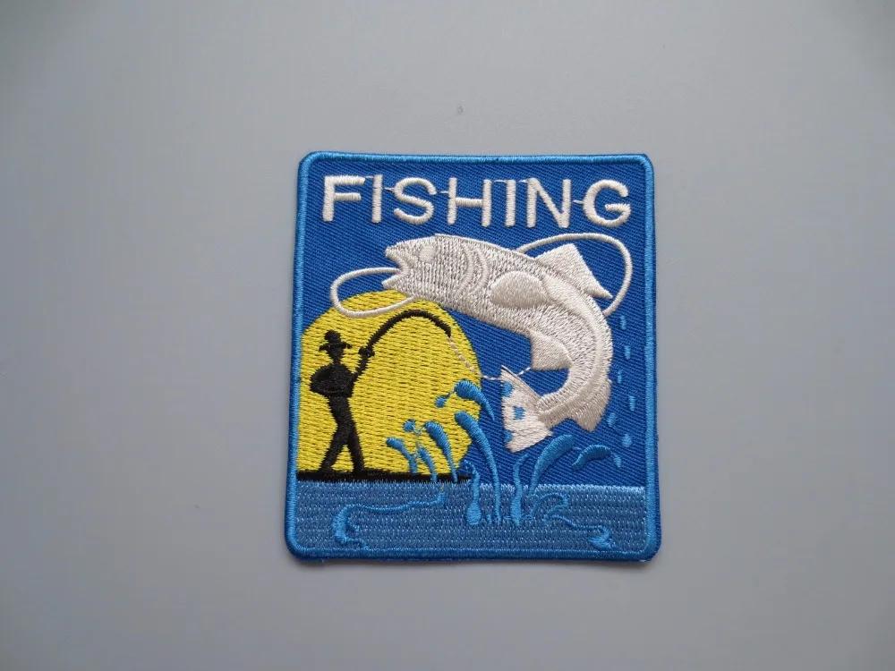 Fishing Embroidery Patches Sport 7.5*6.7cm Iron onin Patches from Home