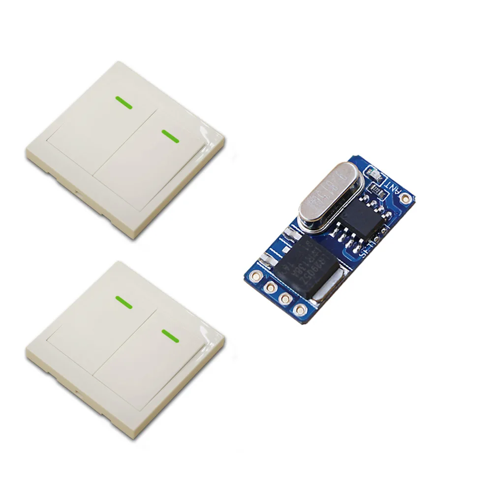 

Wireless Remote Switch RF Remote Control Switch DC3.5v 3.7v 5v 6v 7.4v 8.4v 9v 12v Mini Relay Receiver +2 Wall Transmitter