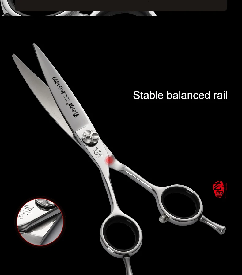 Fenice 6.0 inch slide Scissors Professional Japan 440C Stainless Steel Left Hand Curved Scissors Hair Barber Salon Tools