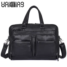 UniCalling стиль из натуральной кожи мужские сумки большой емкости сумка для деловых людей на молнии модные коровья кожа мужские сумки-мессенджеры