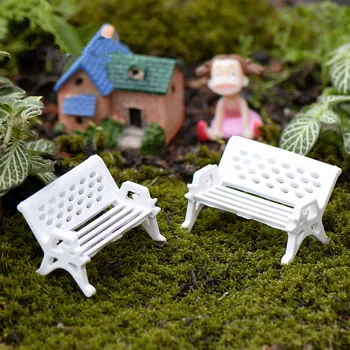 

10Pcs/lot White Chair Doll House Miniatures Lovely Cute Fairy Garden Gnome Moss Terrarium Decor Crafts Bonsai DIY Home Decor