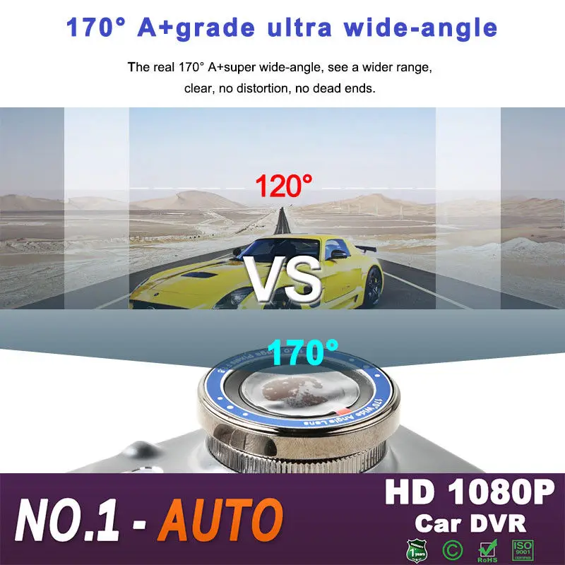 Регистраторы новый двойной объектив dvr автомобиля камера Full HD 1080p 4 "ips спереди + сзади синий зеркало ночное видение видео регистраторы