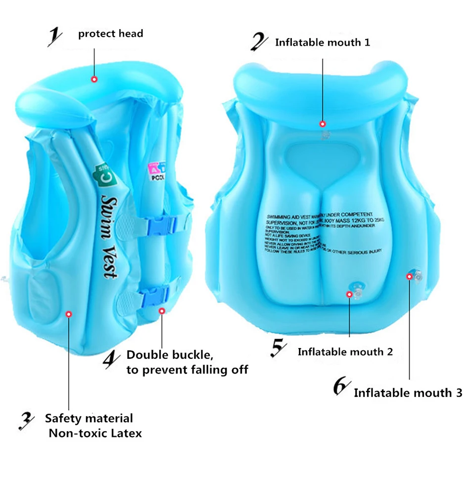 Детский Надувной купальный жилет из ПВХ, детский спасательный жилет, Летний Пляжный туристический плавательный вспомогательный водный спорт
