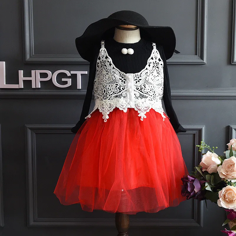 

Xmas baby girls clothes long sleeve lace shirt+red tutu skirt 3pcs set toddler baby kids clothing new year children Outfit