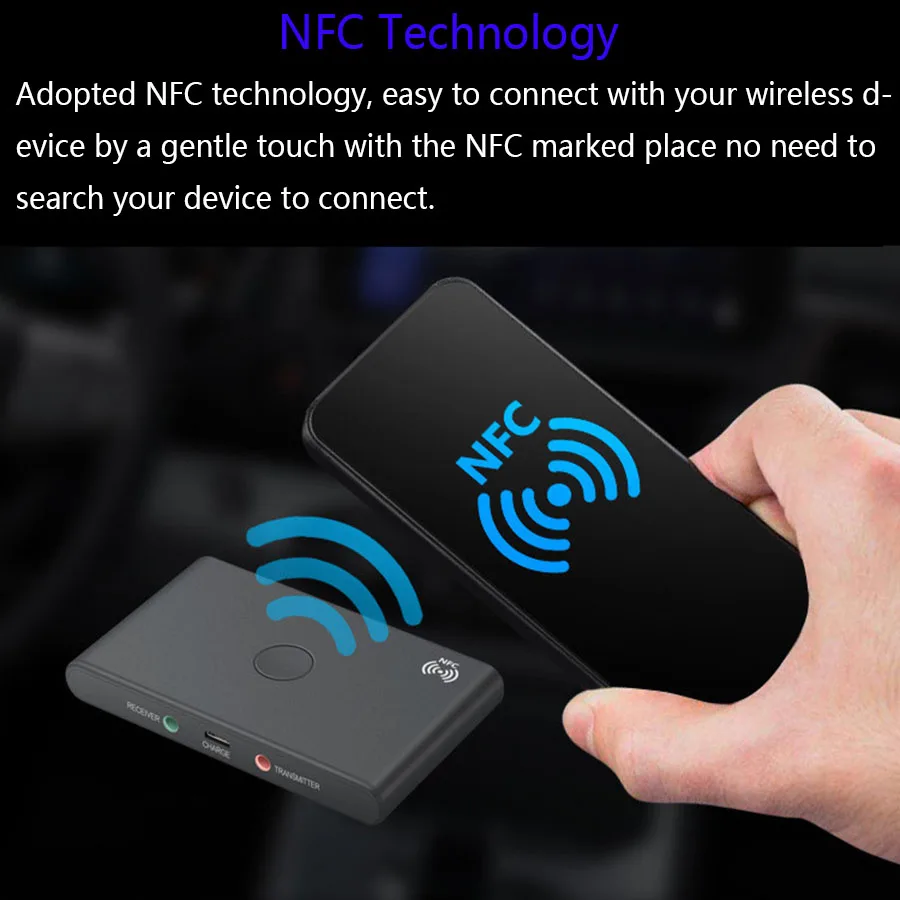 2 в 1 беспроводной аудио адаптер Bluetooth V4.2 NFC ресивер передатчик музыкальный адаптер 3,5 мм AUX порт для смартфона Pad PC tv