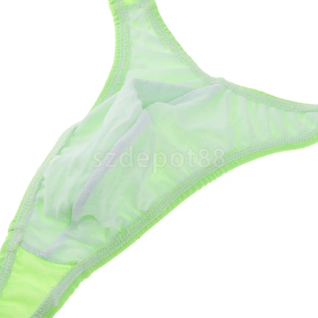Men Sexy Fluorescent Green Mankini Thong Underwear Swimwear Borat Bikini