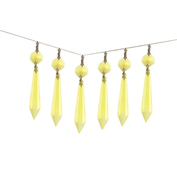 

20units/lot,60mm Crystal Icicle Chandelier Pendants with 14mm Octagon Beads Chandelier Parts for Garland Strand Lamp Decor