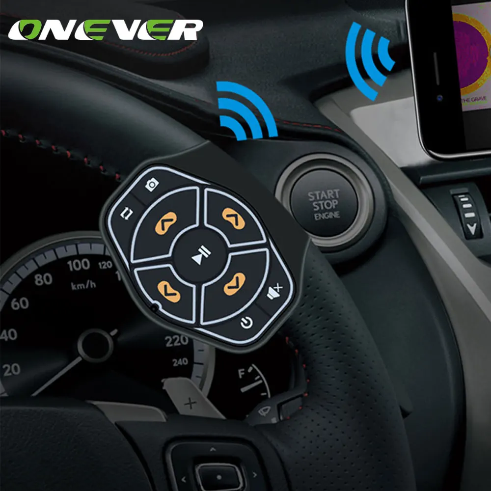 

Onever New Universal Car Wireless Steering Wheel Button Remote Control Media Button For Bike Car MP3 Music Play For Android iOS