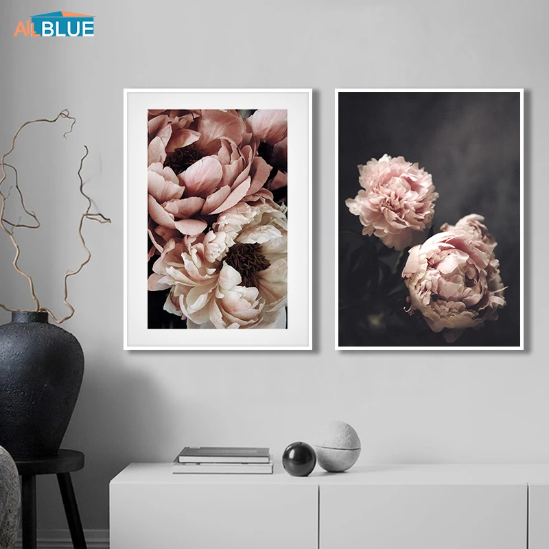 Scandinavian Style Peony Flower Painting Wall Art Canvas Posters And Prints Nordic Decorative Picture For Living Room Home Decor
