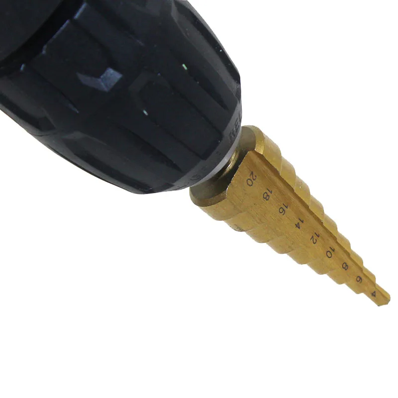HSS 4-12/20/32mmTitanium Coated Step Drill Bit Drilling Power Tools for Metal High Speed Steel Wood Hole Cutter Step Cone Drill