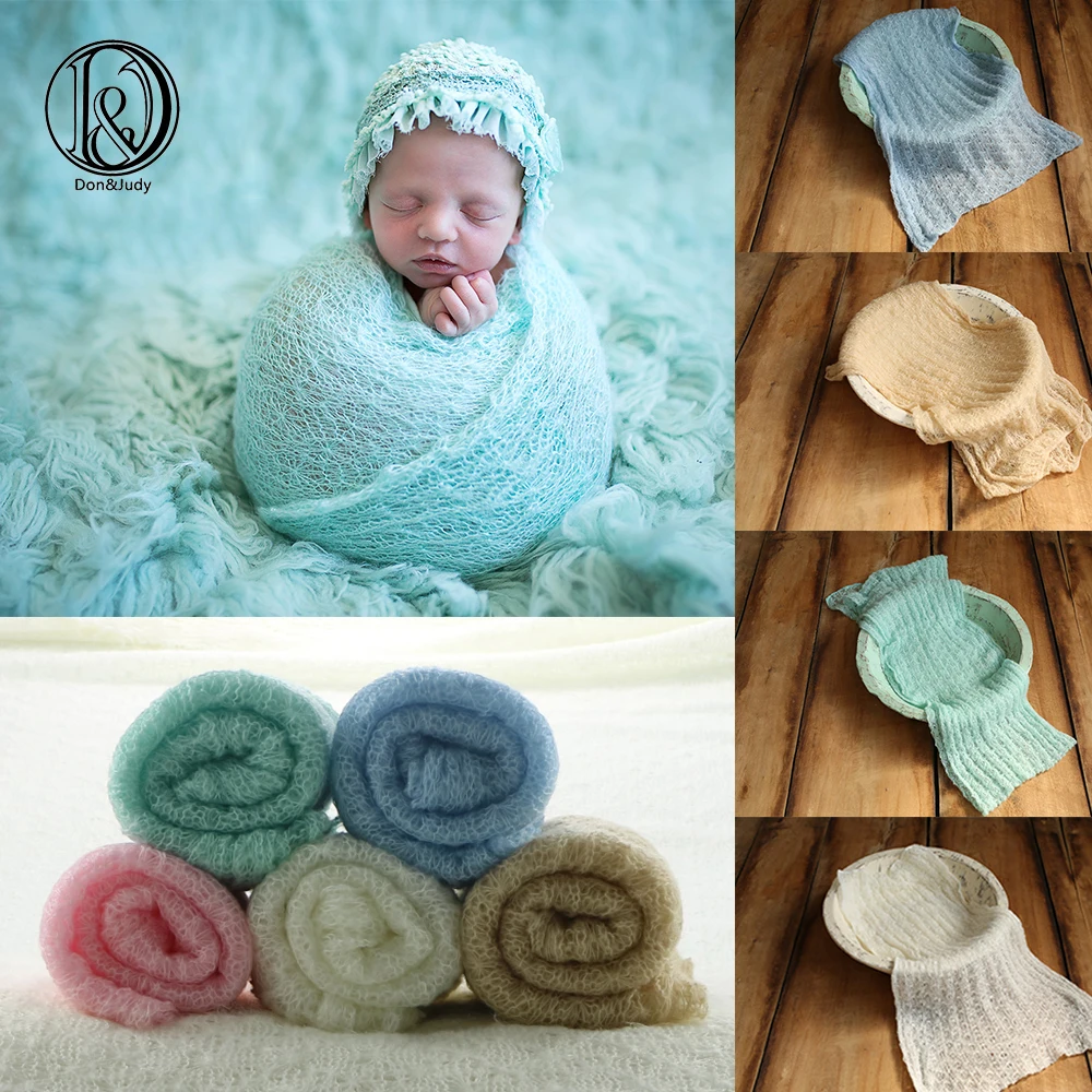 

New 150x40cm Mohair Stretch Knit Wrap Newborn Baby Photography Studio Props Boutique Stretchy Wrap Baby Blankets Swaddle Wraps