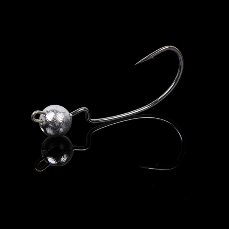 5Pcs/Lot Round Lead Crank Sharp Hooks Weight 3.5g/5g/7g/10g Jig Head Artificial Bait Worms Soft Lure Texas Florida Fishing Hook