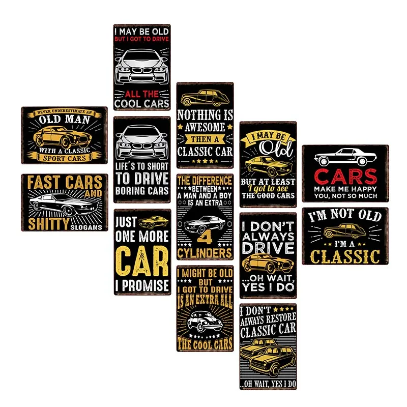 

Cars Saying Life Metal Signs Classic Car Vintage Poster Plate Pub Bar Club Garage Decorative Wall Art Painting Plaque 20x30 cm