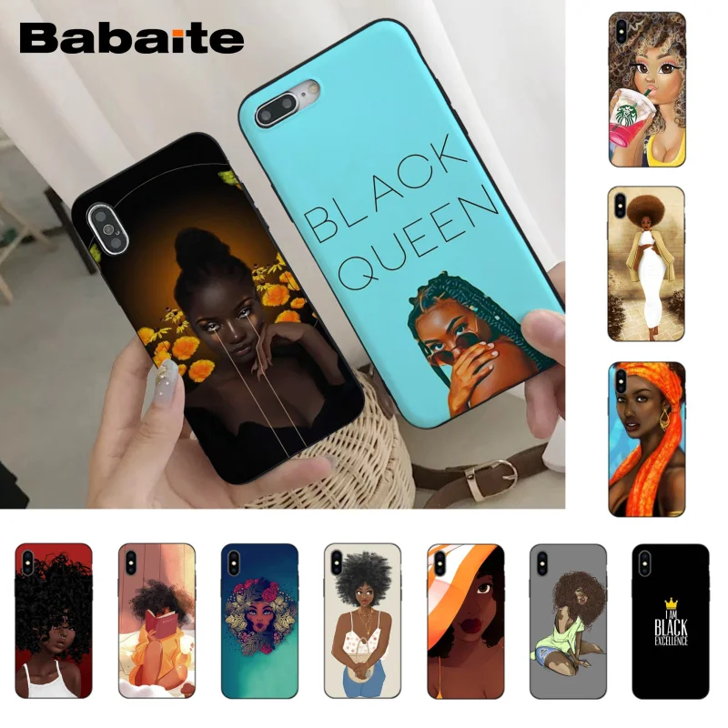 Babaite queen афро меланин поппин Черная Девушка роскошный высокий чехол для телефона для iPhone 8 7 6 6S Plus X XS XR XSMax 5 5S11 11pro 11promax