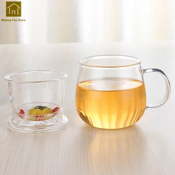 

Durable Safe Drinking Milk Double Glass Layer Cup Colored Clear Glass Cups Lid Decker Glasses Bottles Glassware Product WKE117