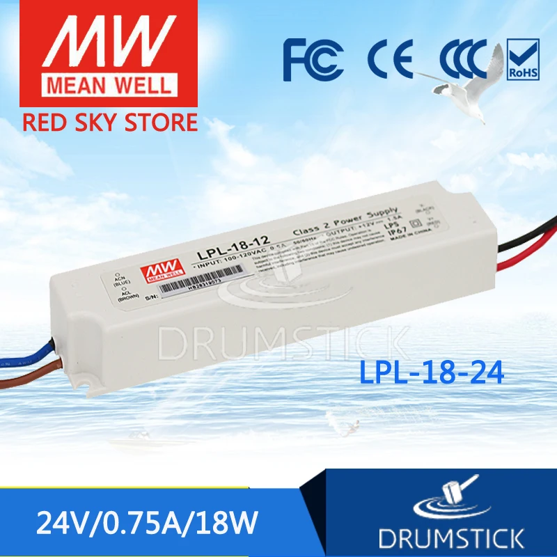 

MEAN WELL LPL-18-24 24V 0.75A meanwell LPL-18 24V 18W Single Output LED Switching Power Supply