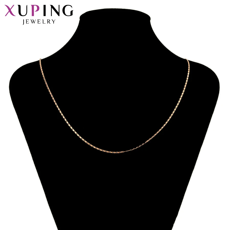 Xuping модное ожерелье, простой дизайн, ожерелье из розового золота, позолоченное ожерелье, Женская цепочка, ювелирное изделие S49, 8-45177