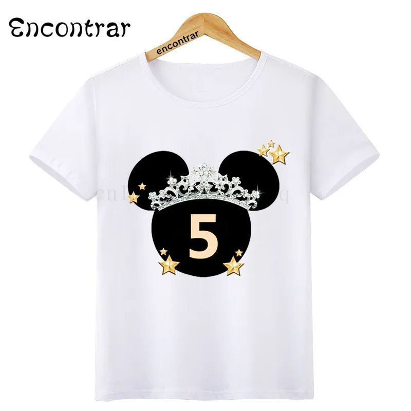 

Kids Birthday Queen Numbers Print O-Neck T Shirt Tees Summer Cute Tops Children T-Shirt Boy/Girl Clothing,HKP3092