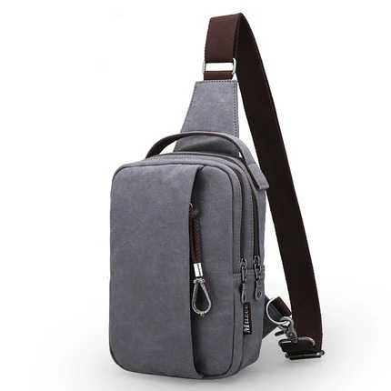 Muzee универсальные холщовые Сумки на лямках, нагрудная сумка для мужчин, зарядка через usb, мужская сумка через плечо, повседневные дорожные сумки на плечо - Цвет: Gray