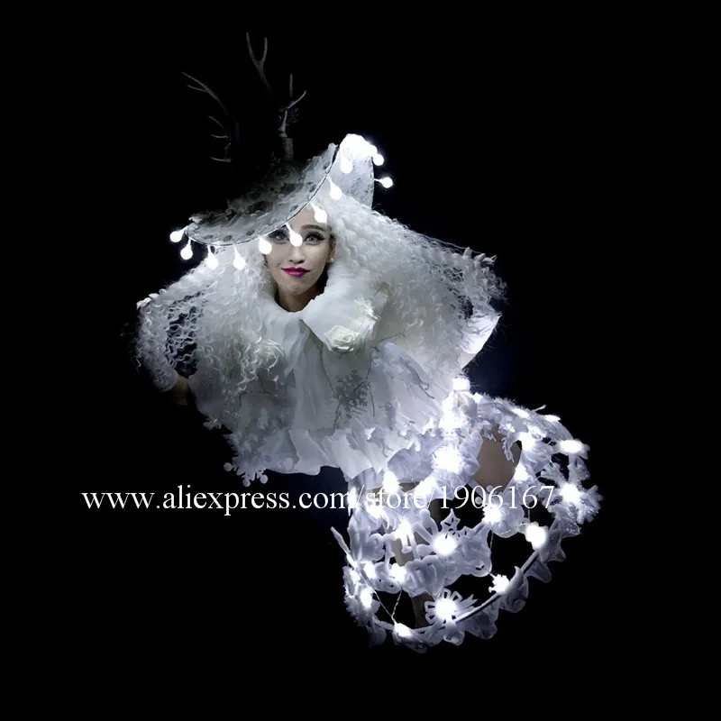 DS Women's Christmas Cute Princess White Costume Dance Team party dress4