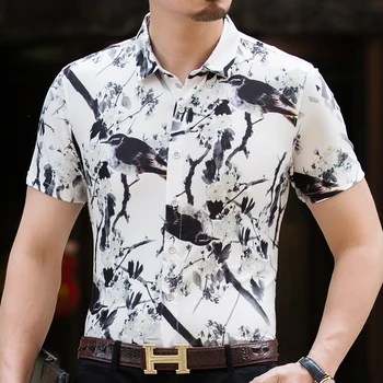 

2018 New Spring Summer Fashion Men's Casual Social Short Sleeve Shirts Mens High Quality Hawaiian Beach Shirt Fitness Homme