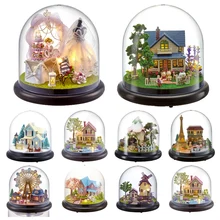 Кукольные домики Каса миниатюрный DIY кукольный домик с прозрачной крышкой мебели деревянный мини-домик игрушки для детей Рождественский подарок# G