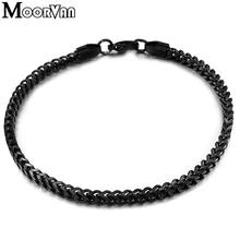 Moorvan 22 см* 3 мм для мужчин черная коробка звено цепи модные браслеты для мужчин нержавеющая сталь красивый ювелирные изделия VB314