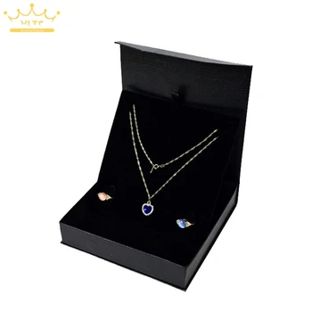 

Newest Velvet Necklace Jewelry Display Gift Box Ring Earrings Bracelet Storage Case Black PU Leatherette