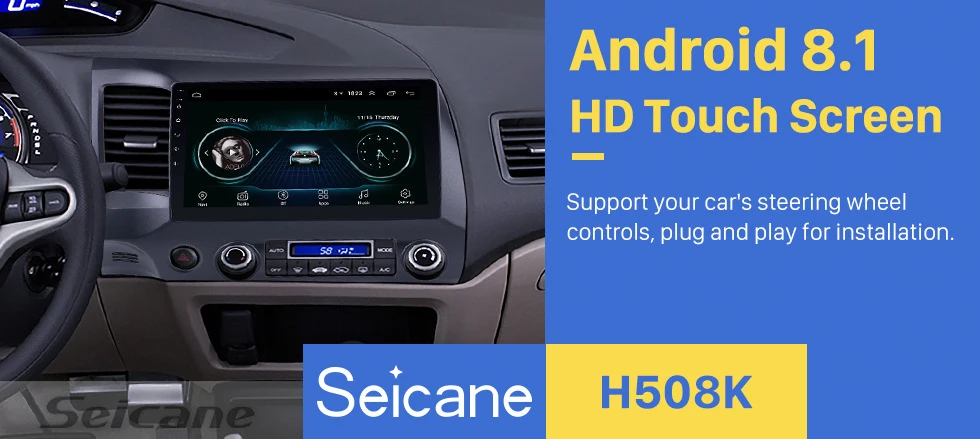 Seicane 10," 2Din Android 8,1 автомобильный Радио сенсорный gps мультимедийный плеер для 2006 2007 2008 2009 2010 2011 Honda Civic