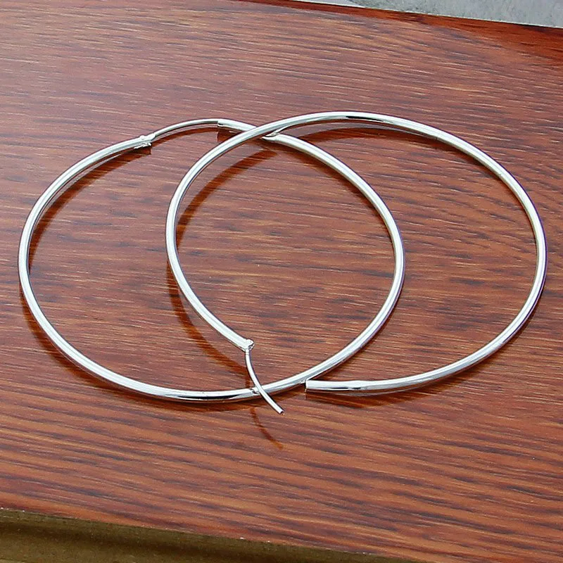 Orecchini A Cerchio In Argento Sterling 925 – Diametro 12-60 Mm, Rotondi Lucidi, Chiusura A Incastro, Infinite U