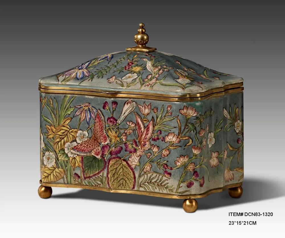 European Style Antique Porcelain Decorative Box Storage Jar Luxury Art