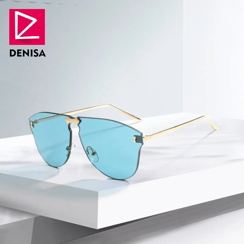 DENISA, без оправы, авиационные мужские солнцезащитные очки, новинка, крутые, цельные, супер солнцезащитные очки, для девушек, для вождения, UV400, gafas de sol G22051