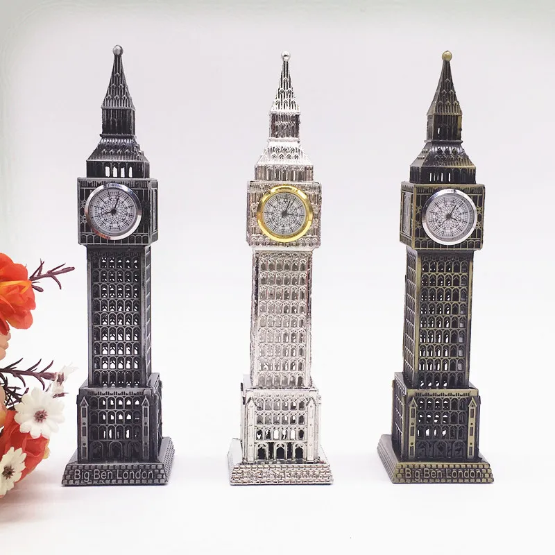 

18cm Home Decoration Creative Birthday Gifts Kids Gifts Metal Model Desk Decoration London Big Ben with Clock