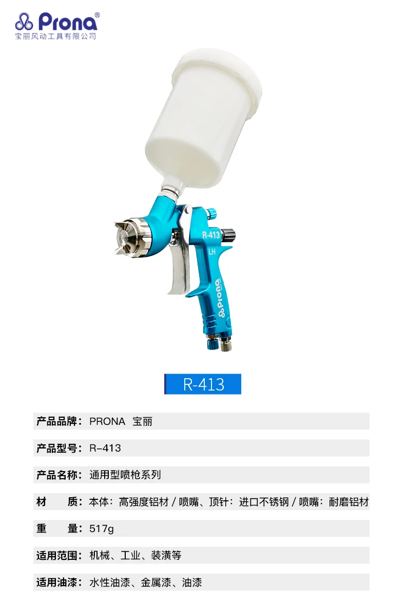 prona R-413 HVLP пистолет-распылитель R413 пистолет для покраски автомобиля, деревянная мебель, ручная краска для ремонта автомобиля, гравитация