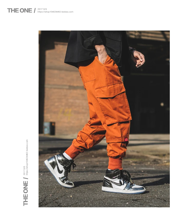 Privathinker мужская Японская уличная одежда джоггеры брюки Мужские оранжевые винтажные брюки карго мужские повседневные Модные шаровары с карманами