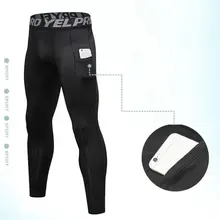 Мужские размера плюс, одноцветные компрессионные длинные штаны с карманами, крутые, сухие, Спортивные Леггинсы, эластичные, с буквенным поясом, термобелье для бега Ti