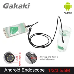 Gakaki 1/1. 5/2/3 м 7 мм объектив IP67 USB эндоскопа инспекционной мини-Камера Tube Змея Водонепроницаемый эндоскопа бороскоп для телефона Android