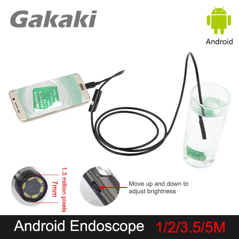 

Gakaki 1/1.5/2/3M 7mm Lens IP67 USB Endoscope Inspection Mini Camera Tube Snake Waterproof Endoscope Borescope For Android Phone