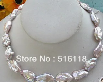 

Free Shipping lustre Nature 16" BAROQUE lavender KESHI REBORN PEARL NECKLACE