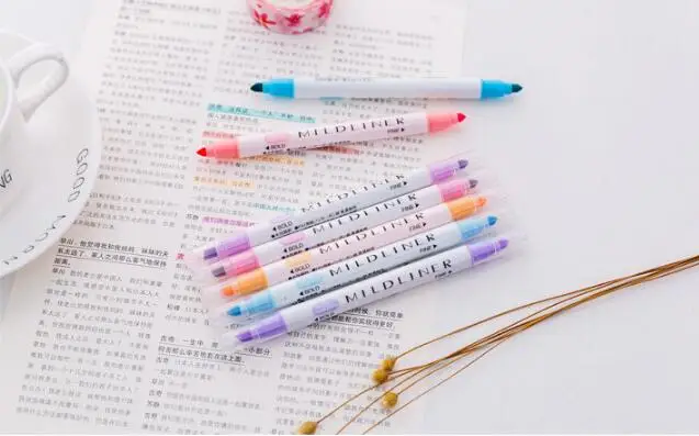 1 шт., японские ручки mildliner, мягкий лайнер, двуглавая флуоресцентная ручка, милый художественный цветной маркер, ручка для рисования, школьные принадлежности