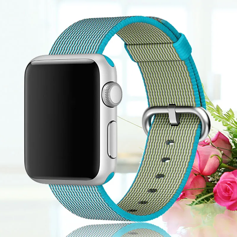 Дышащий нейлоновый спортивный ремешок для apple watch 44 мм iwatch series 5 4 3 2 1 ремешок 42 мм 38 мм цветная Пряжка для часов - Цвет ремешка: Water blue