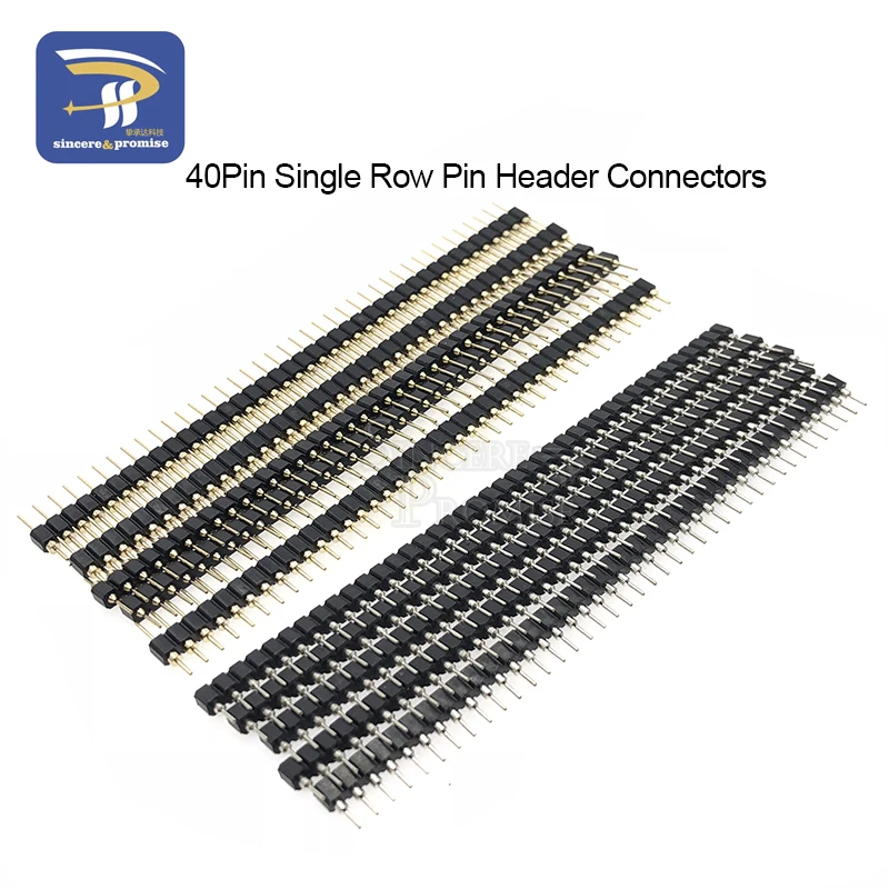 

40P female header 1x40 Pin 2.54 Round Female Pin Header connector for DS18B20 and Crystals and PCB Golden Pin Single Row Male
