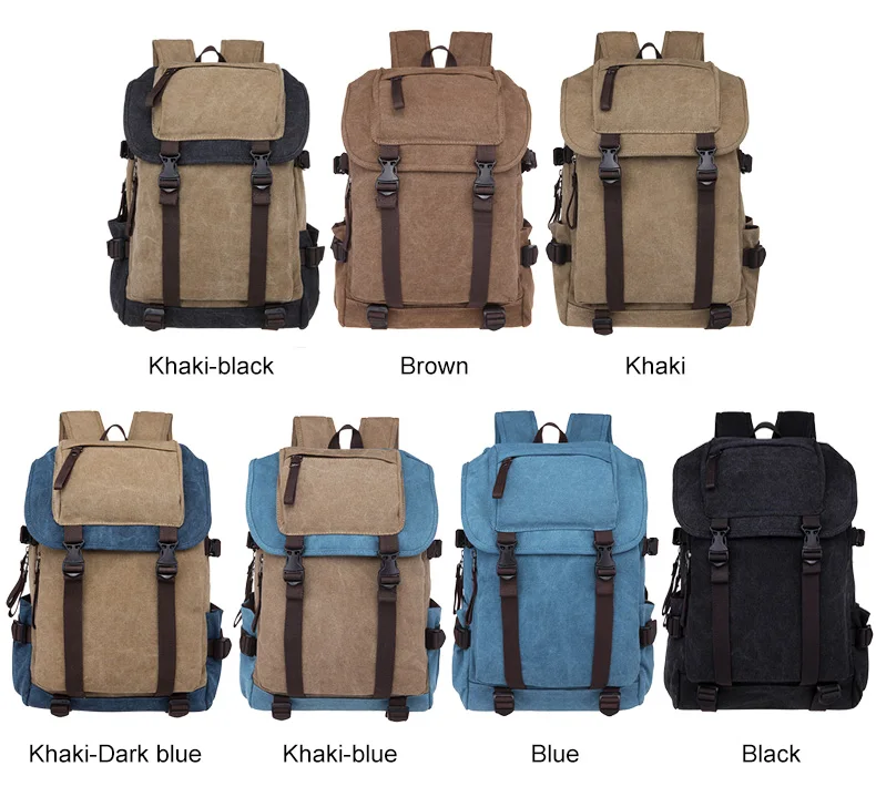 New Classic Men Canvas Travel Laptop Rucksack Shoulder BagsTeenage Boys Backpacks Large School Vintage Students Packet XA270WC