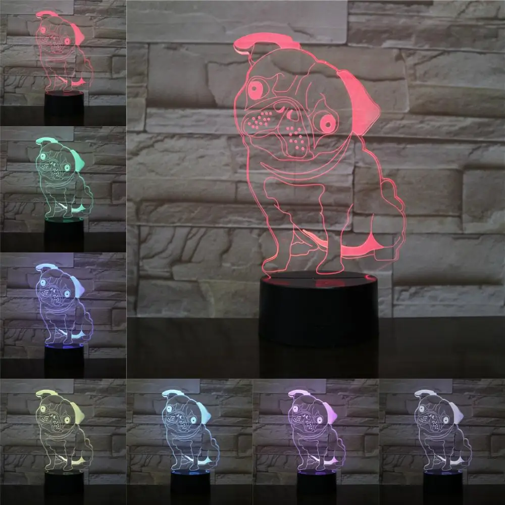 

Animal Pet Pug Dog 3D Lamp Illusion Night Light LED Bulb Multicolor Atmosphere Lava Lampara Bedside Christmas Gifts For Children