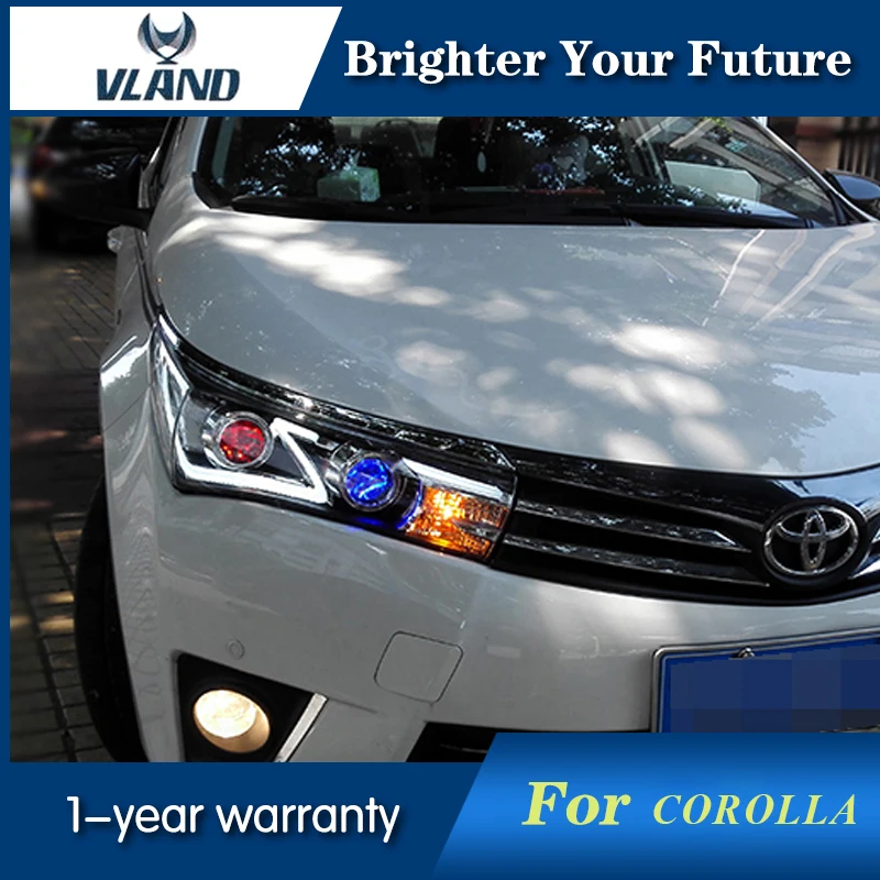 

LED Strip Headlights Front Lamps For TOYOTA Corolla Altis 2014 2015 2016 LED Headlight DRL Bi Xenon Lens