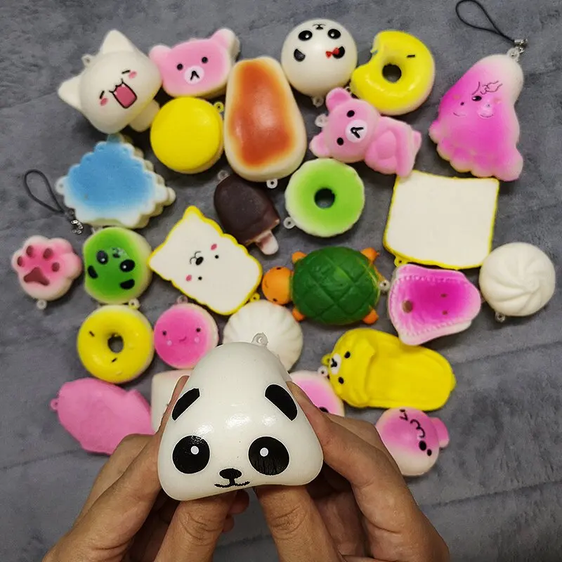 

New Fashion 30 pcs Random Packaging Soft bread Dolls Bread And Animals Cell Phone Strap Bread Cake Toy Gift Pendant Color Random