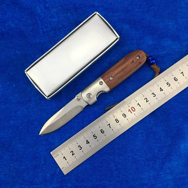 

LEMIFSHE 011 Folding knife 440c blade steel + red sandal wood handle survival EDC knife hunting camping rescue EDC tools